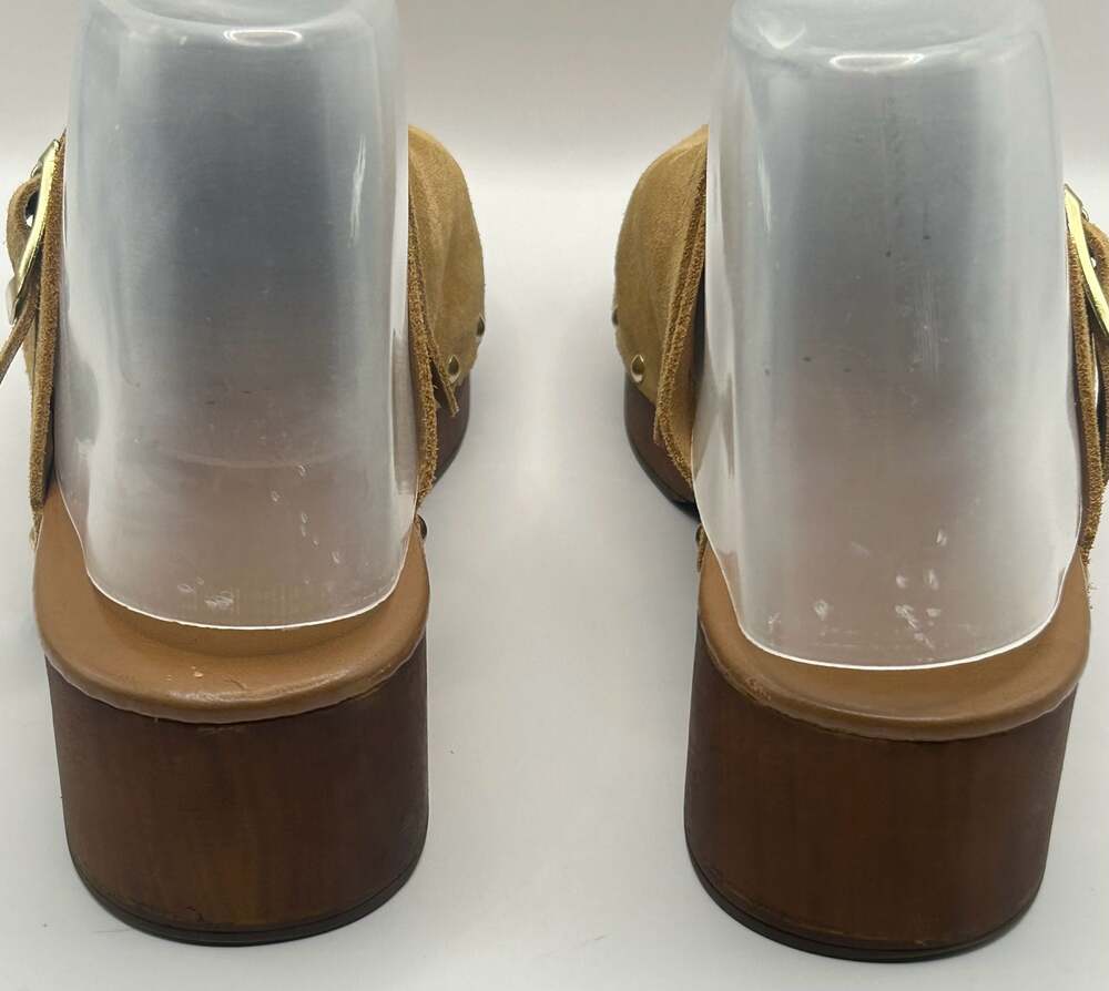 Avellini Camel Suede Studded Clog Mules Size 39 - Picture 3 of 7